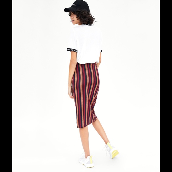 Zara Trafaluc Asymmetric Shimmer Stripe Wrap Skirt - Picture 4 of 8